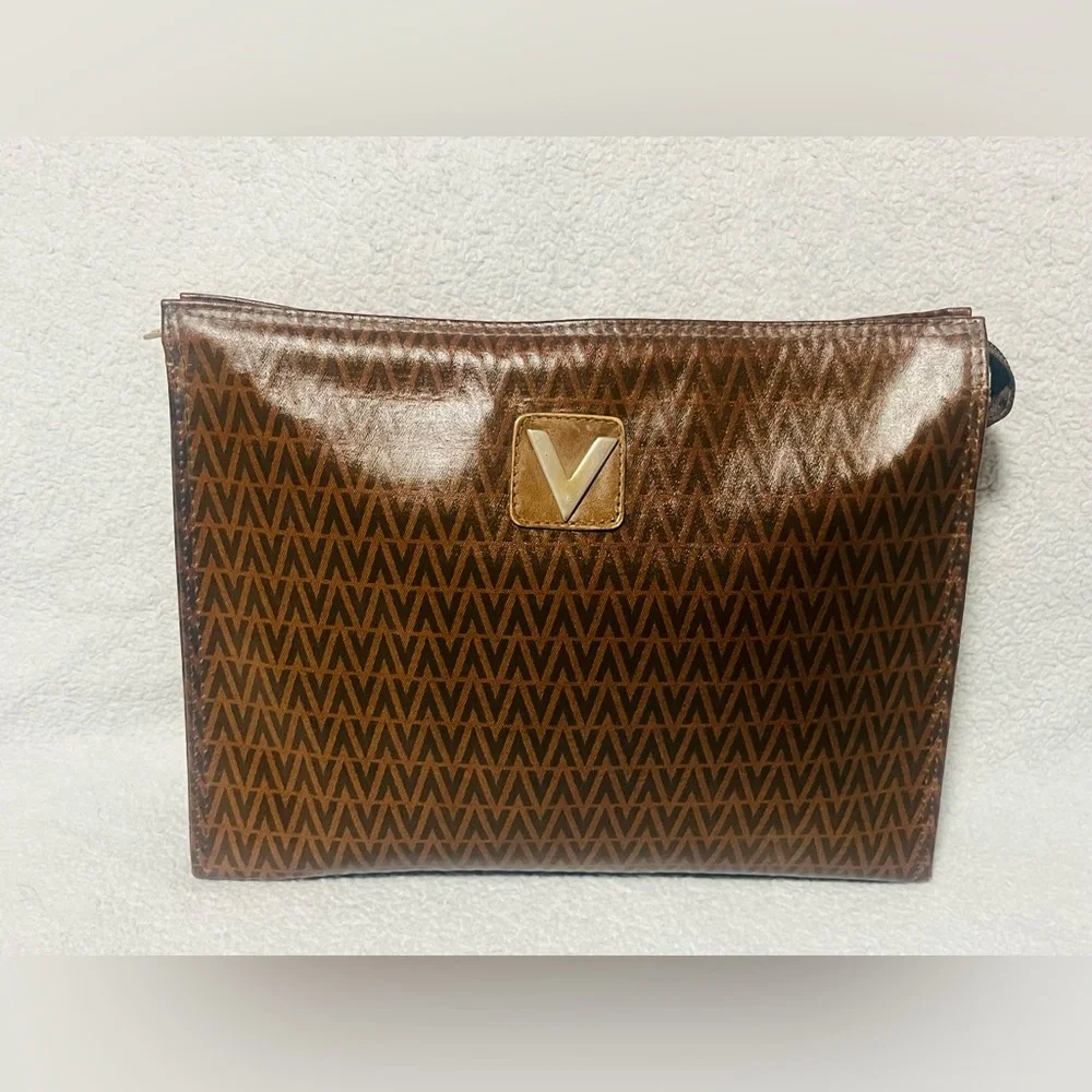 Mario Valentino Monogram Brown Clutch - Picture 5 of 14